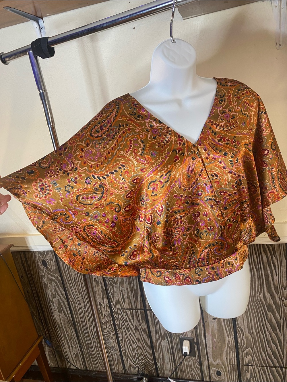 Halogen Rust Paisley V-Neck Dolman Blouse